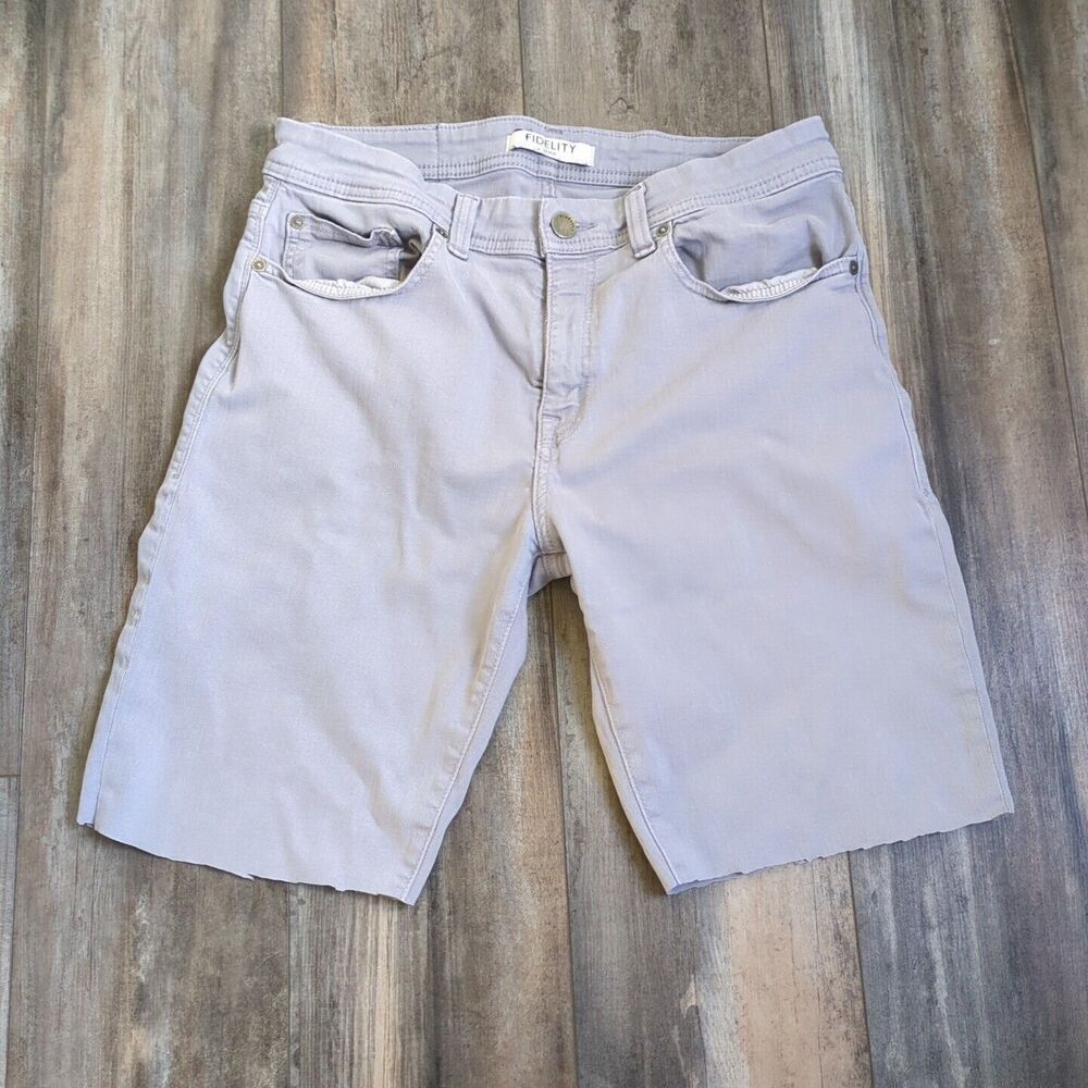 Fidelity Denim Jean Shorts Jimmy Slim Straight Leg Stretch Men Pewter Gray 34